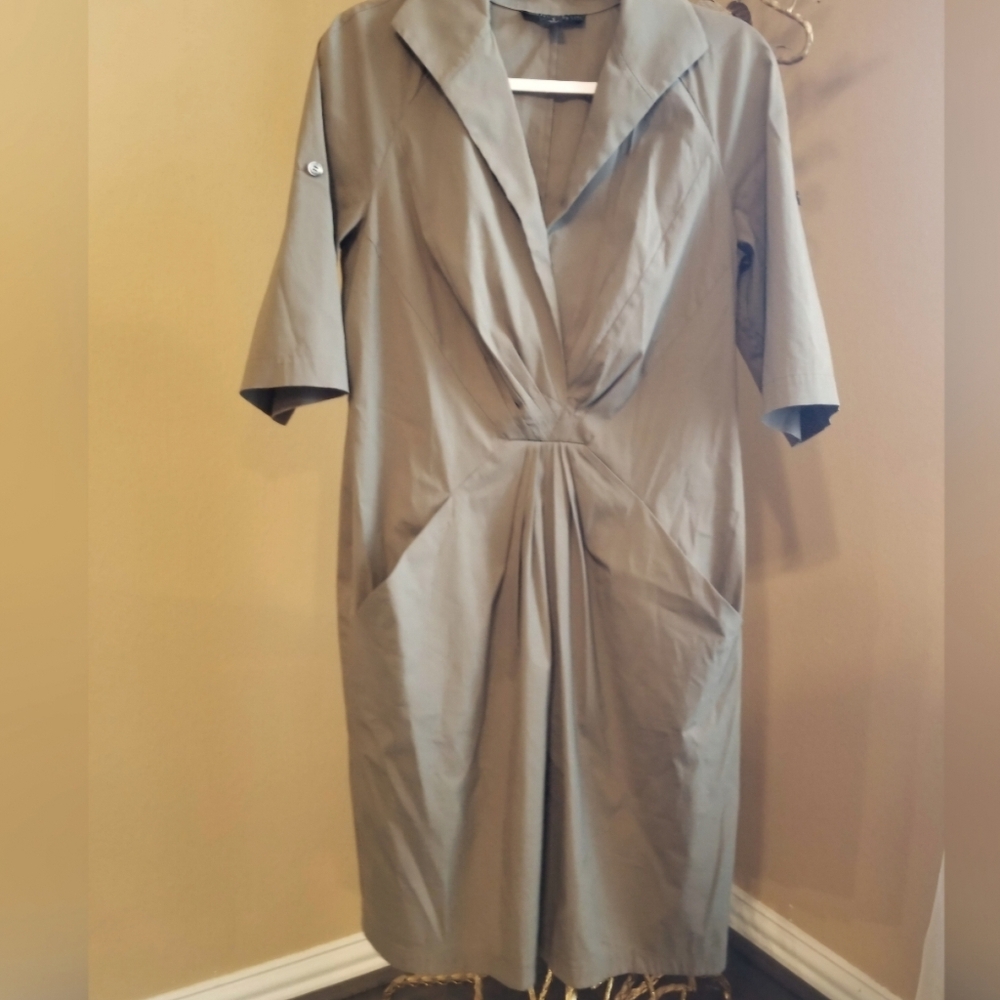 Lafayette 148 Olive Green Midi Career Dress Sz 8